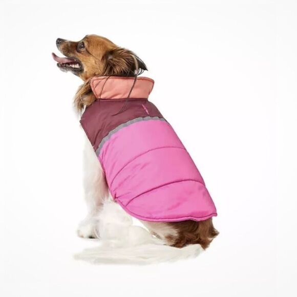 32 Degrees Heat Dog Jacket Coat Polar Leash Hole Pink Reflective Stripe - Picture 5 of 5